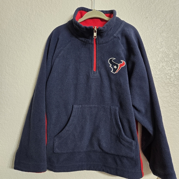 NFL Houston Texans Football Fleece Pullover Jacket Quarter Zip Top, Kids M - Picture 5 of 7